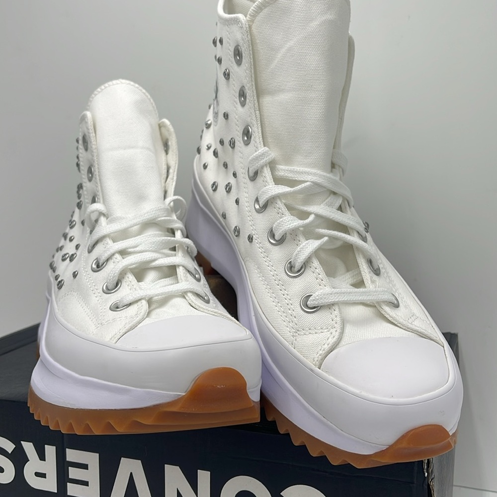 Converse Men’s High-Top Platform Sneakers A10289C RUN STAR HIKE HI WHITE/BLACK - Picture 5 of 16